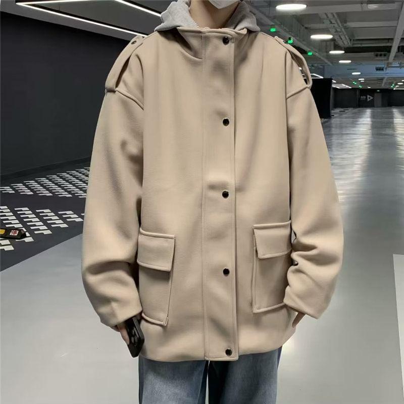 Mock Two-Piece Two Tone Hooded Zip-Up Jacket Product Image