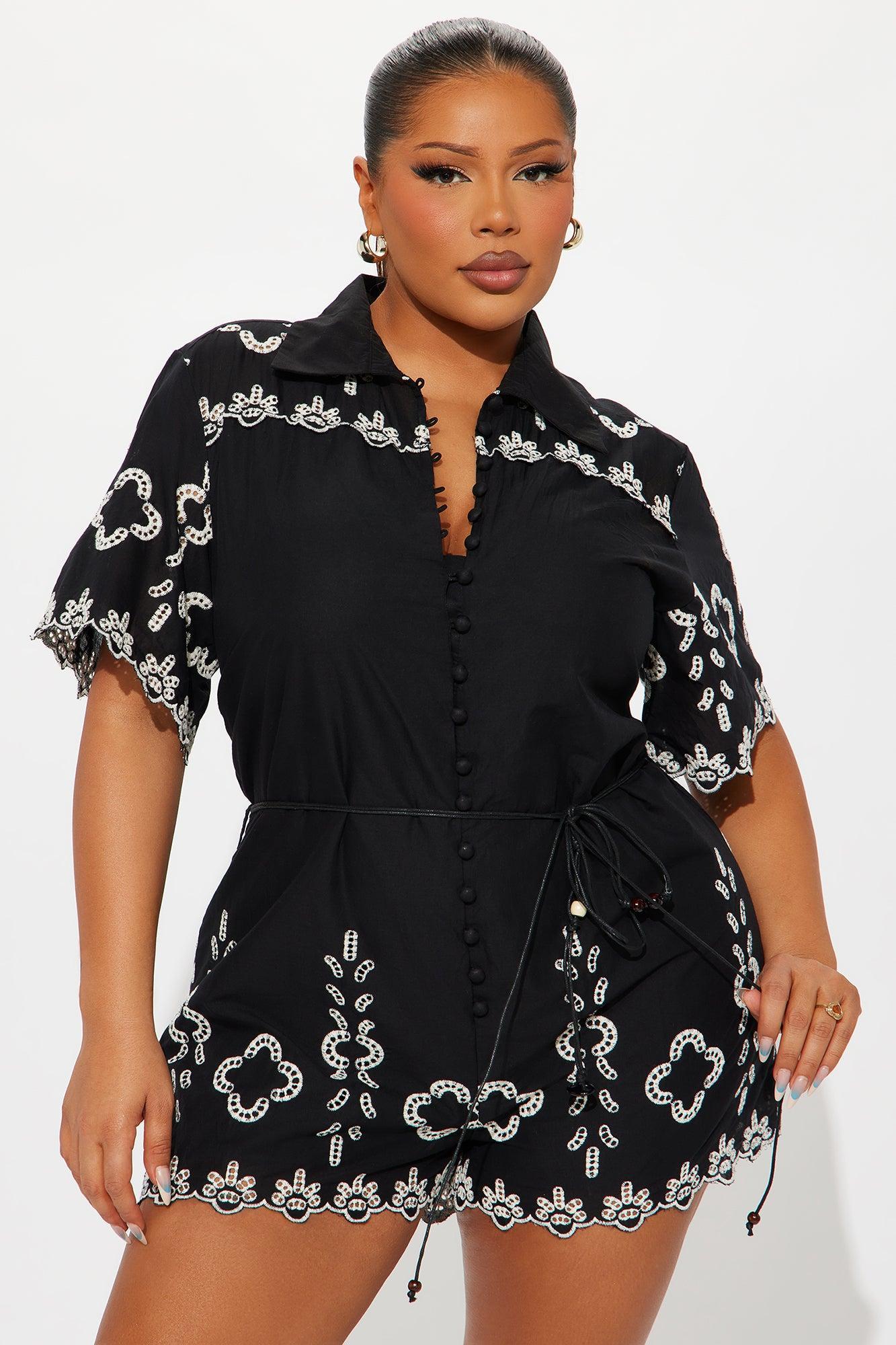 Sicily Linen Romper - Black/White Product Image
