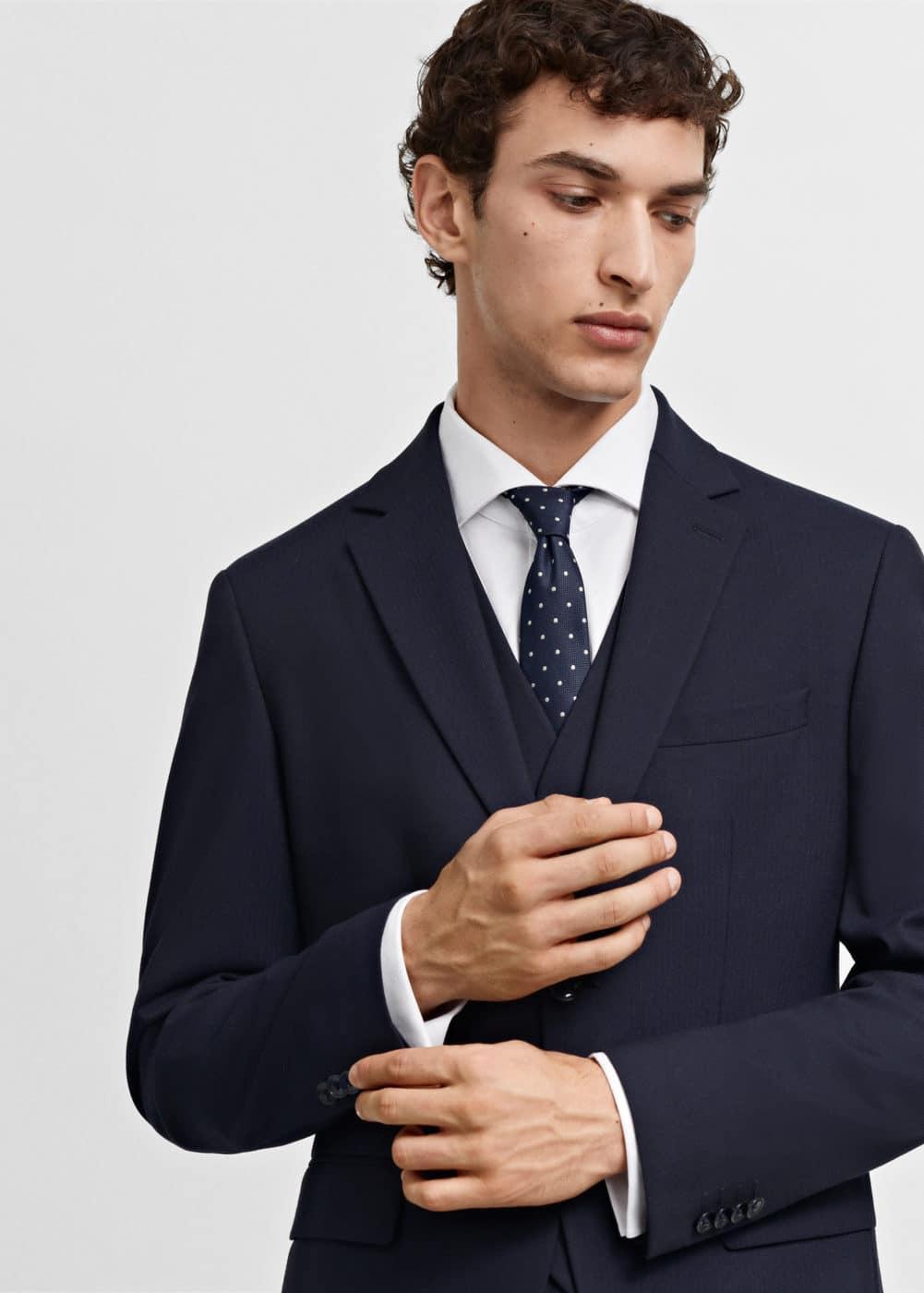 Stretch fabric slim-fit suit blazer - Men | MANGO USA Product Image