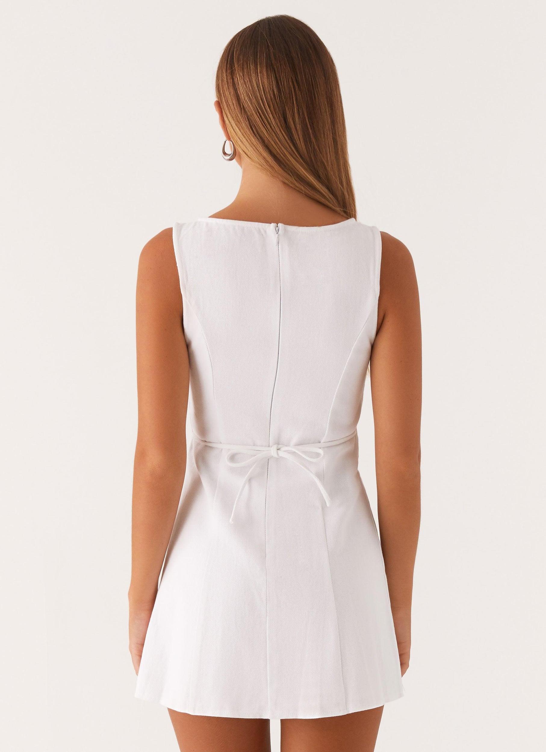 Rochelle Denim Mini Dress - White Product Image