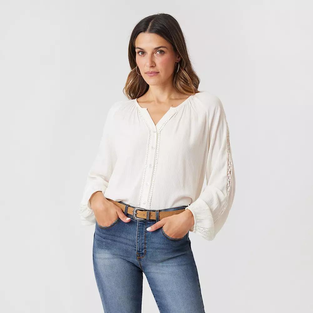Women's Angels Forever Young Hazel Button Down Blouse, Size: Small, Whisper White Product Image