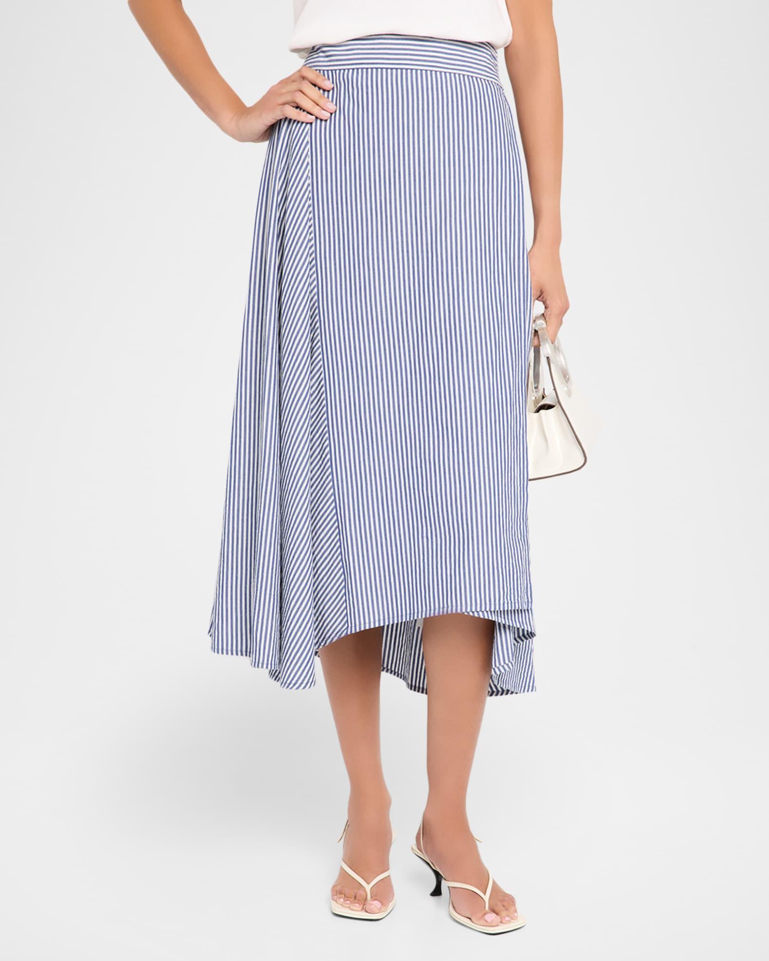 Marsala Striped Organic Cotton Midi Skirt Product Image