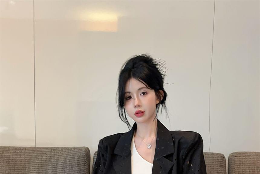 One Buttoned Glitter Blazer Product Image
