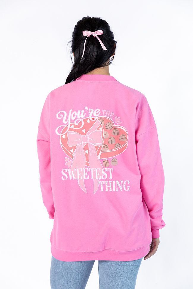 You're The Sweetest Thing Pink Oversized Graphic Sweatshirt Product Image