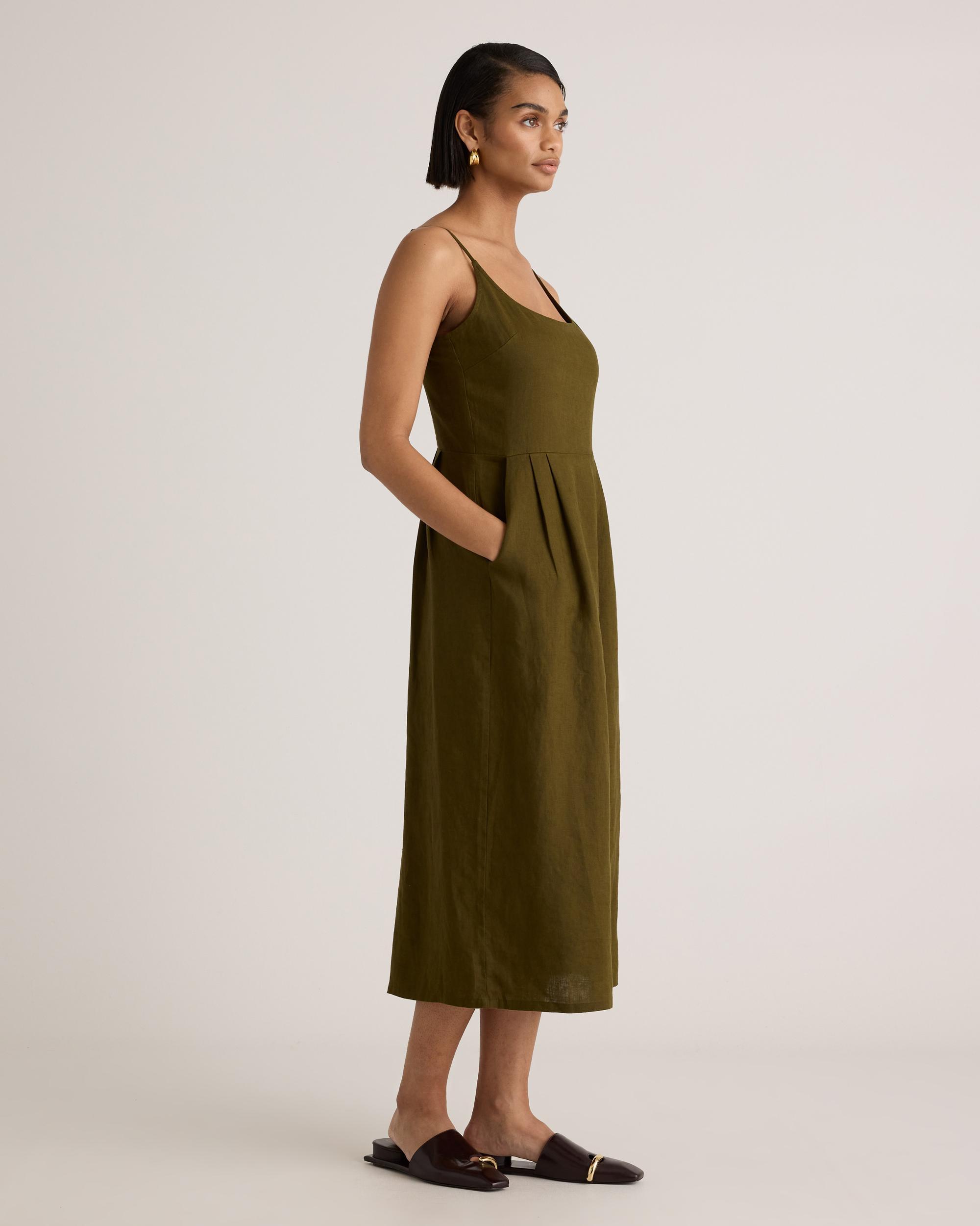 Quince | Women's 100% European Linen Scoop Neck Midi Dress Size XL Product Image