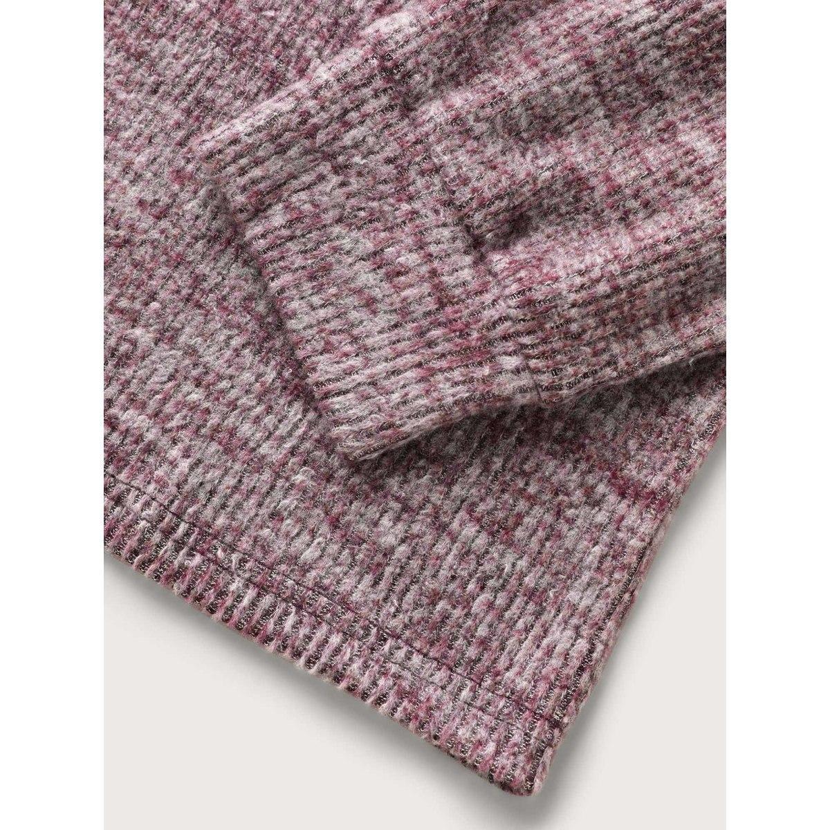Plus Size Solid Heather Round Neck Stitch Sweatshirt Women Deepred Casual Topstitching Round Neck Everyday Sweatshirts BloomChic 22-24/3X Product Image