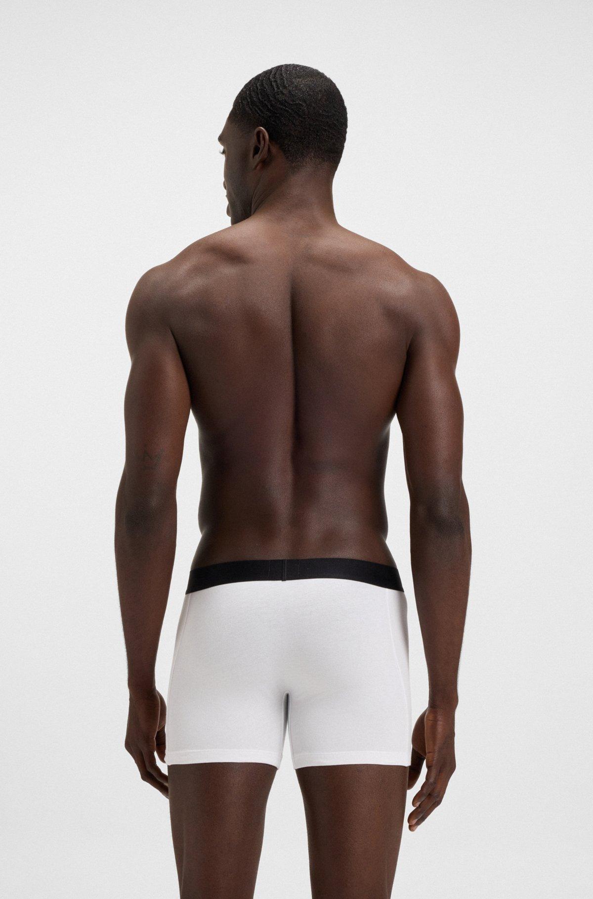 BOSS - Two-pack of stretch-cotton boxer briefs with logo waistbands - White Product Image
