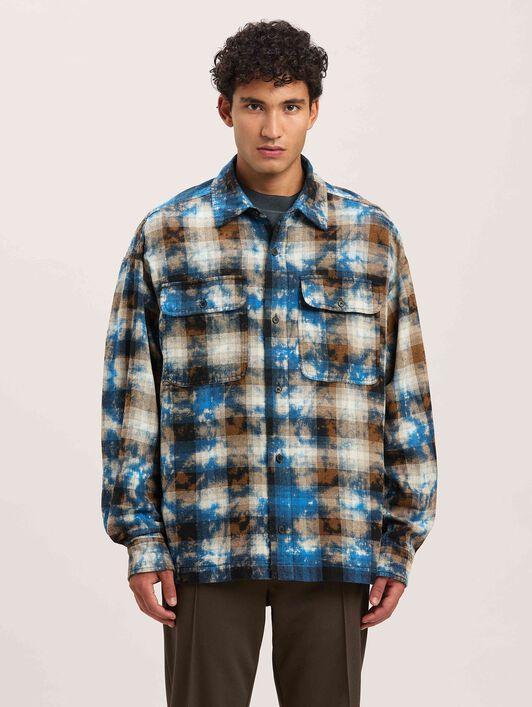 CURVED LOGO CHECK SHIRT LS LIGHT BLUE - Product Image