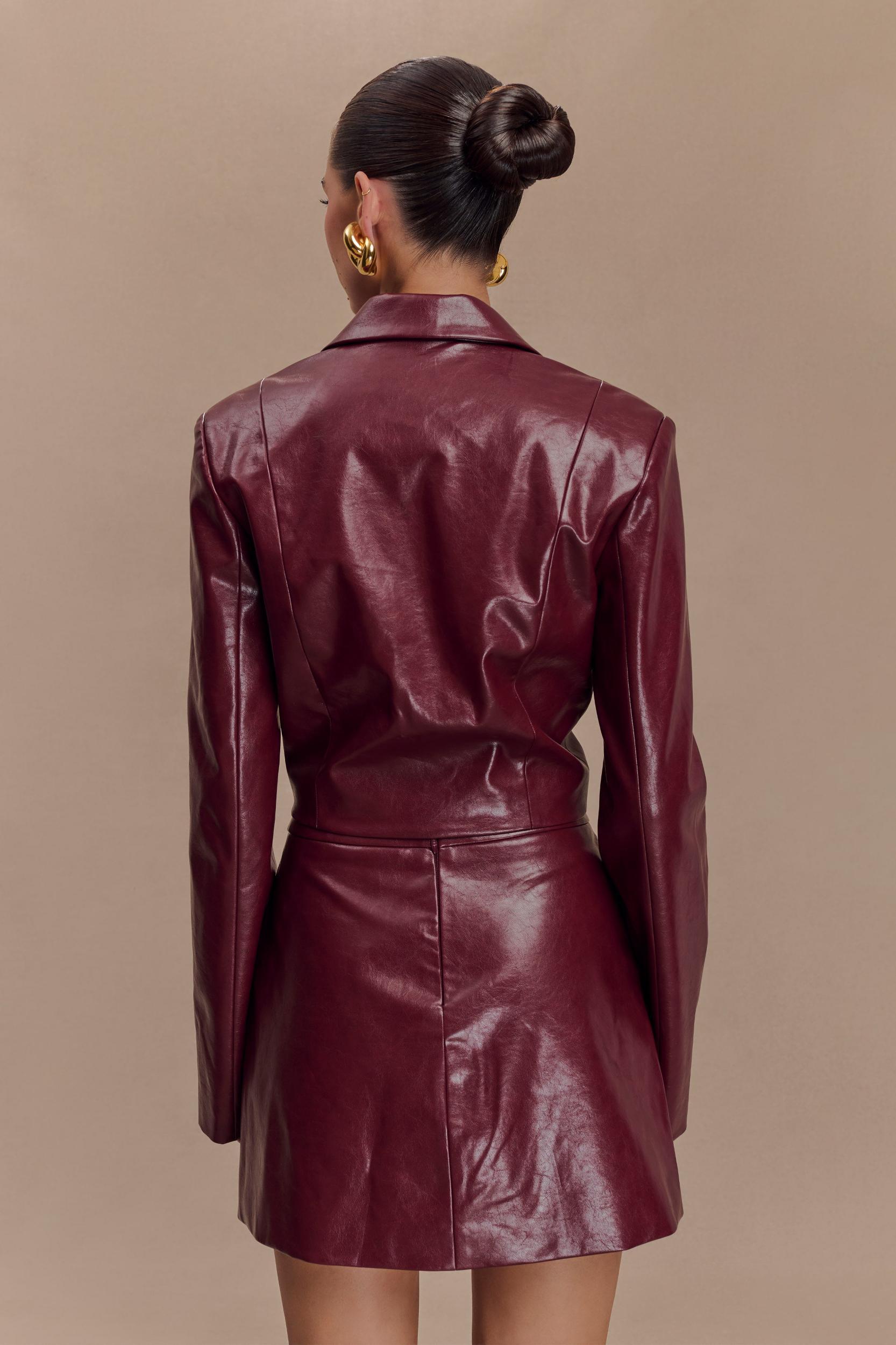 Oli Faux Leather Long Sleeve Top - Cherry Red Product Image