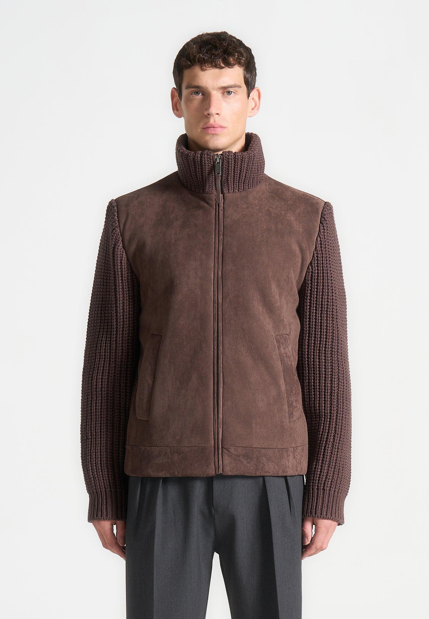 Suede & Knit Jacket - Brown Male Product Image