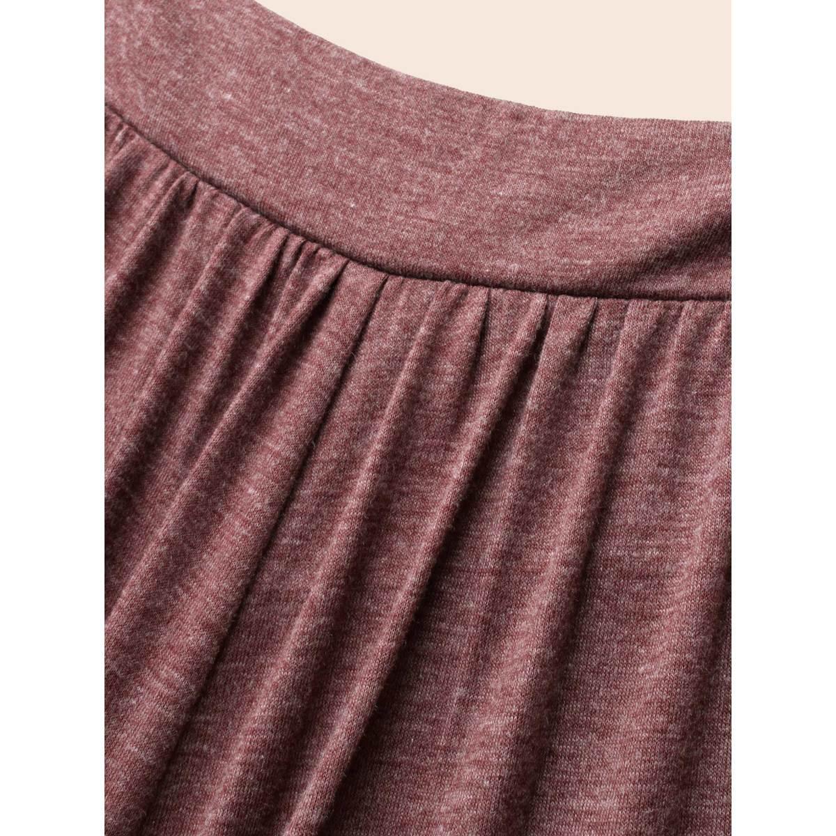 Plus Size Burgundy Heather Gathered Loose-Fit Jumpsuit Women Casual Sleeveless Heart neckline Everyday Loose Jumpsuits BloomChic 26/4X Product Image