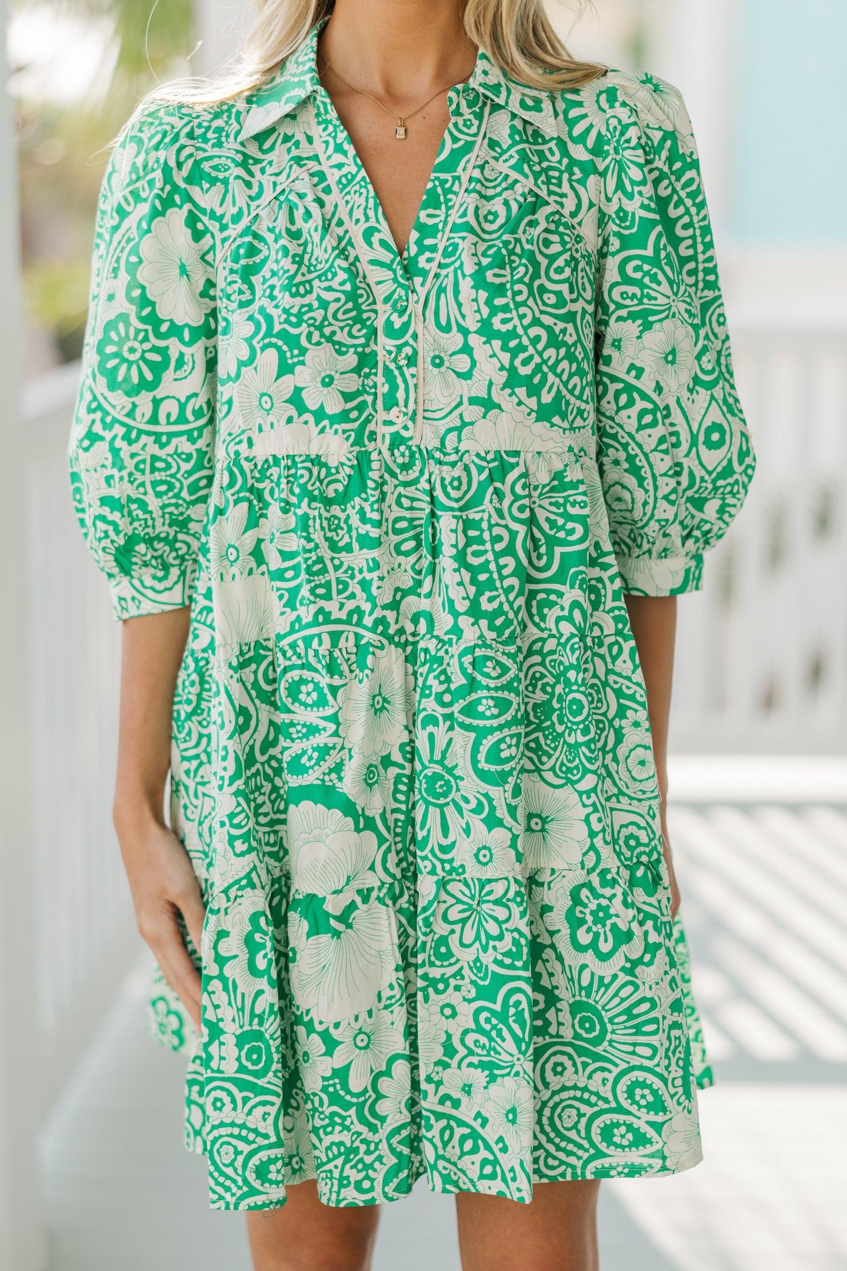 Find Your Way Green Floral Dress Female Product Image