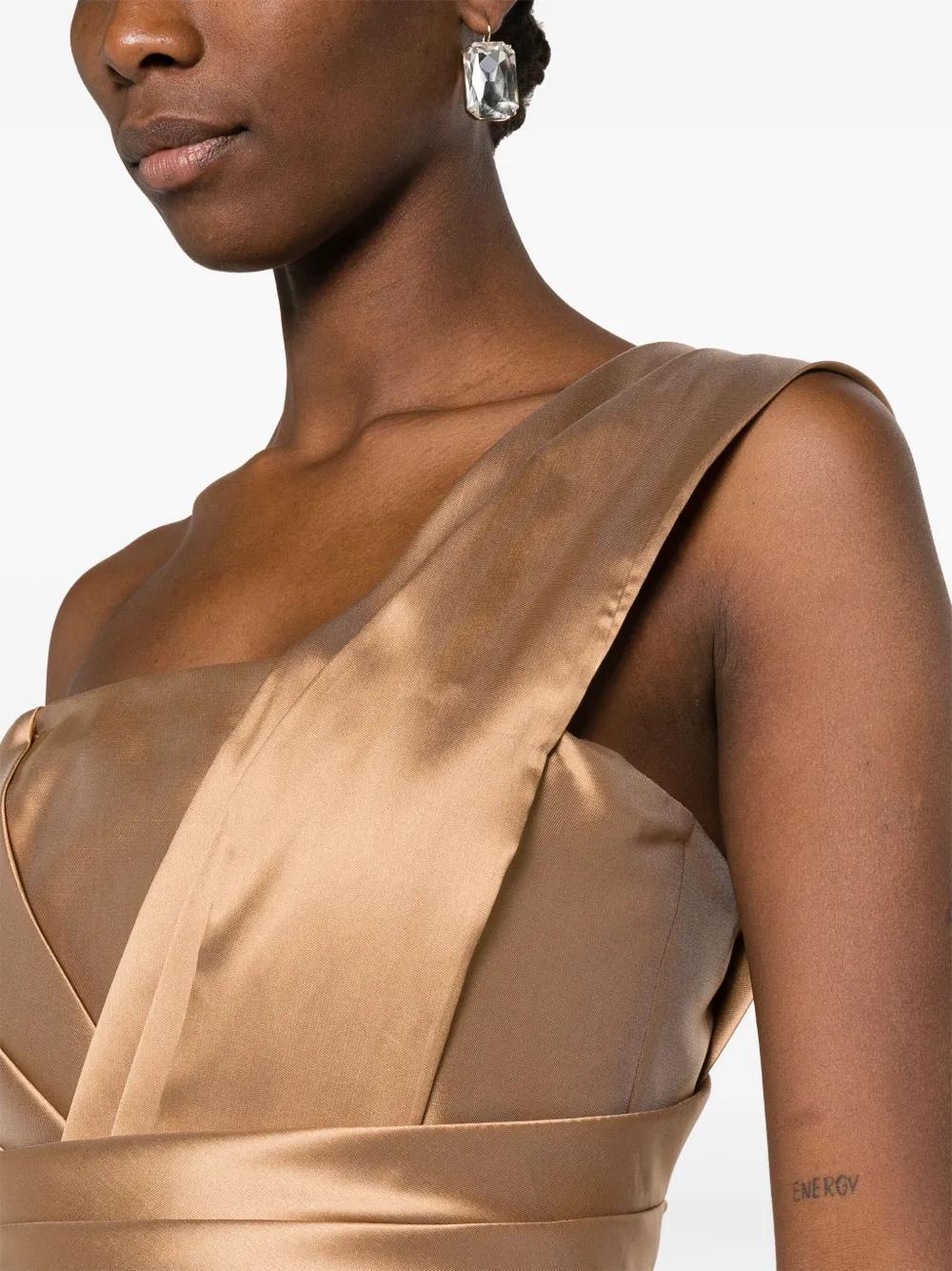 ALBERTA FERRETTI Mikado One-shoulder Midi Dress In Nude Product Image