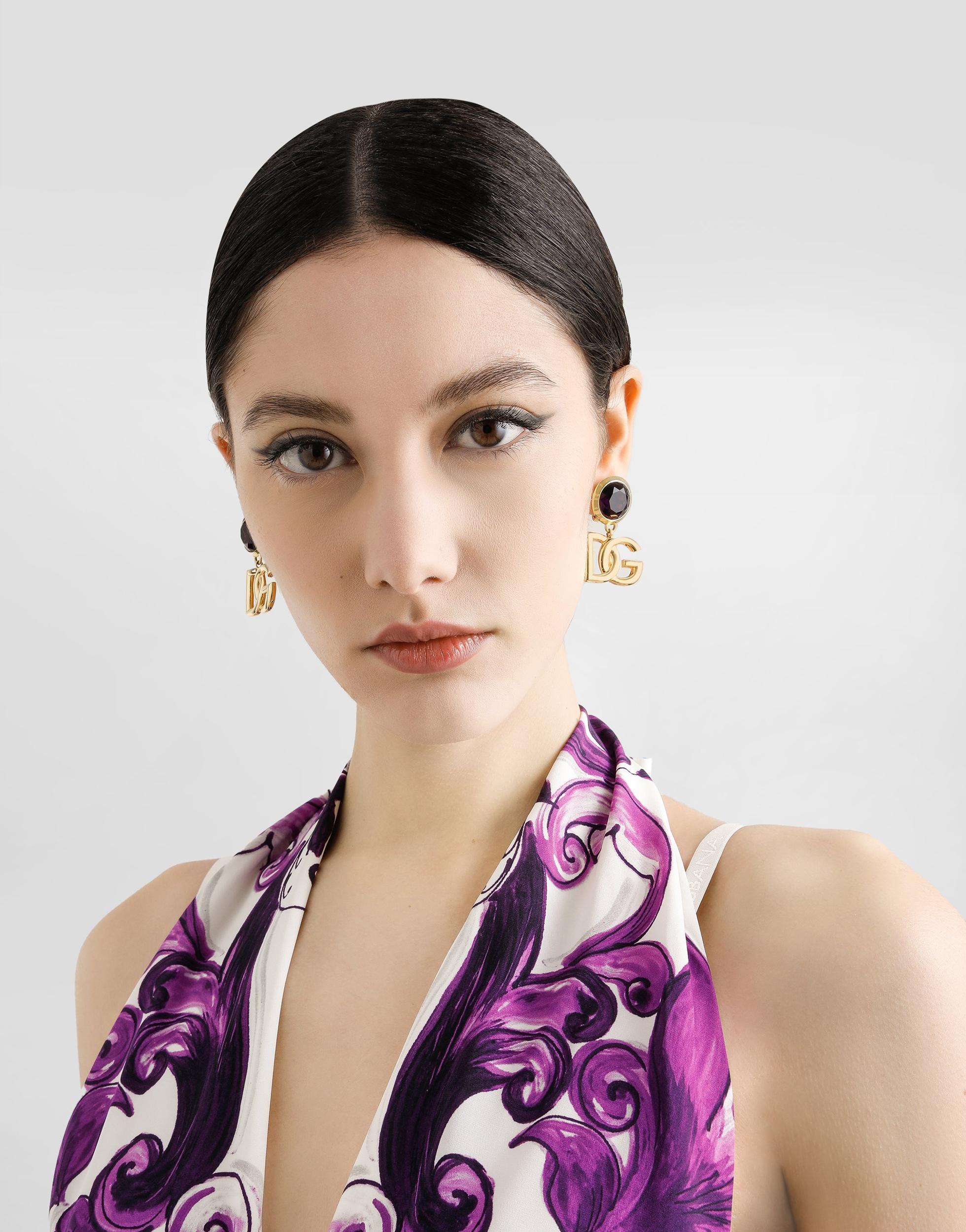DOLCE & GABBANA Logo-plaque Earrings In Gold Product Image