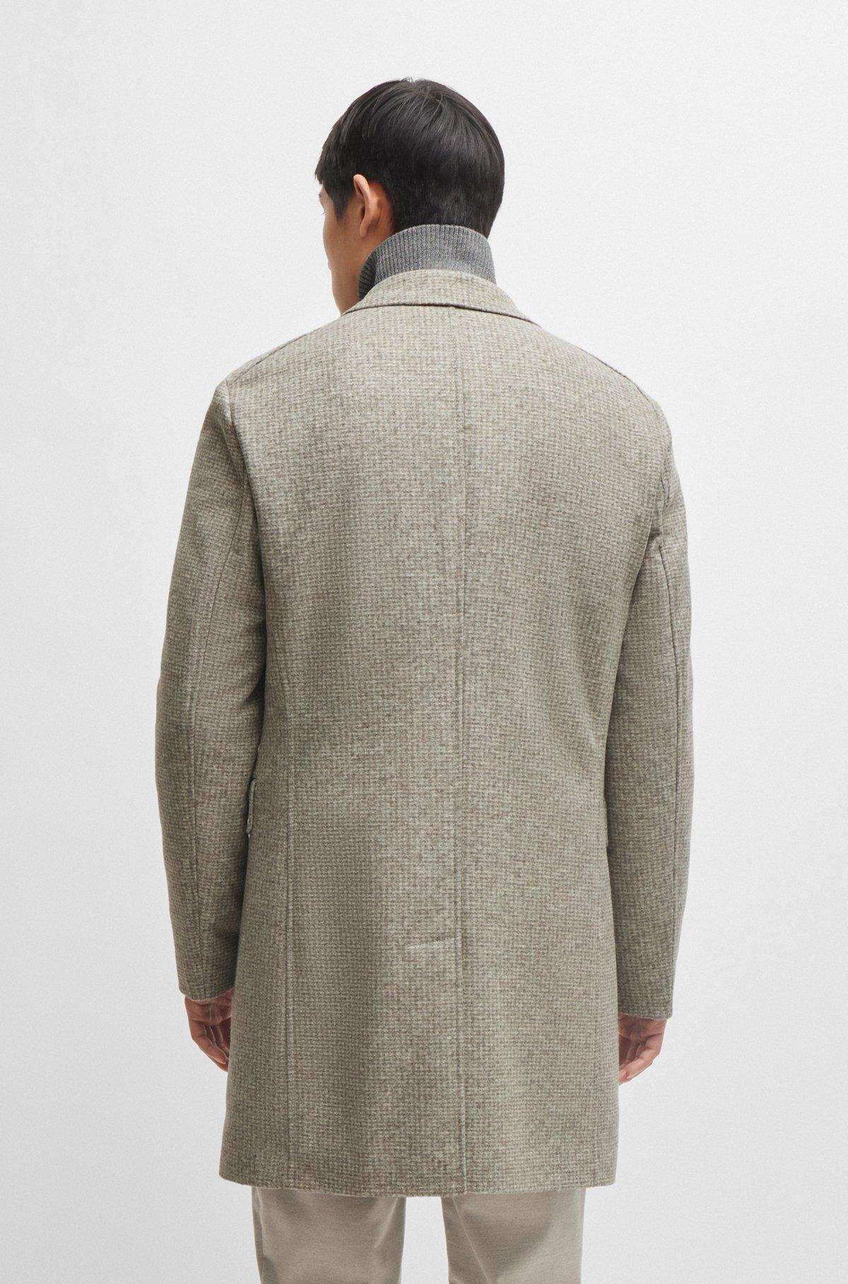 Slim-fit coat in wool blend with zip-up inner Product Image