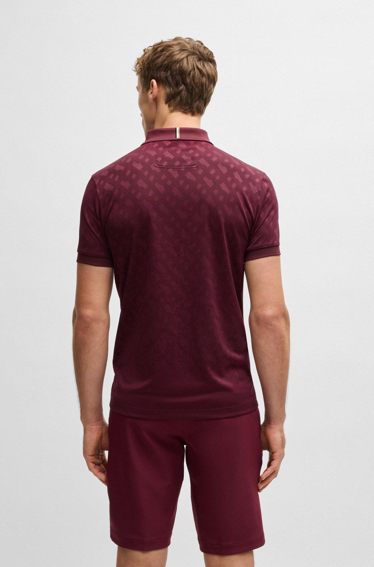 Active quick-dry polo shirt with gradient monogram jacquard Product Image