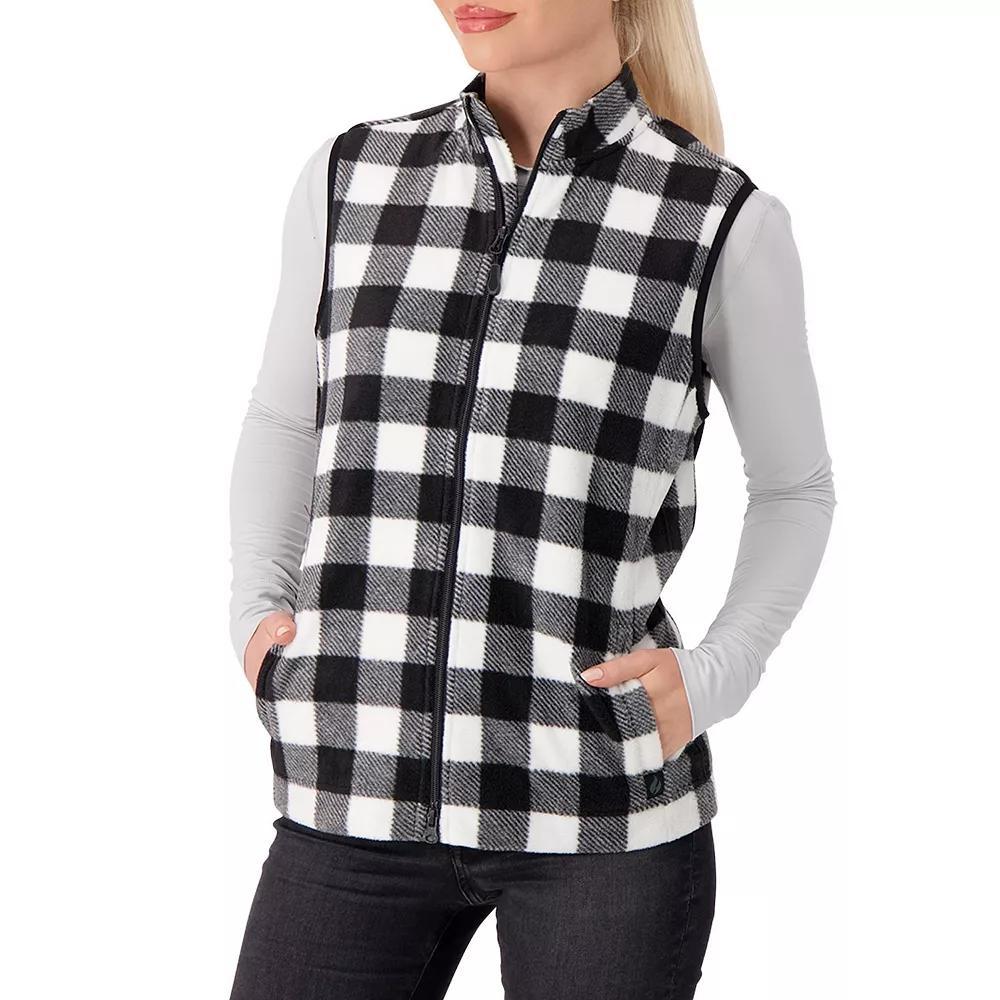 Women's Heat Holders Veronica Original Super Brushed Fleece Double Zipper Plaid Vest, Size: XL, Black White Product Image