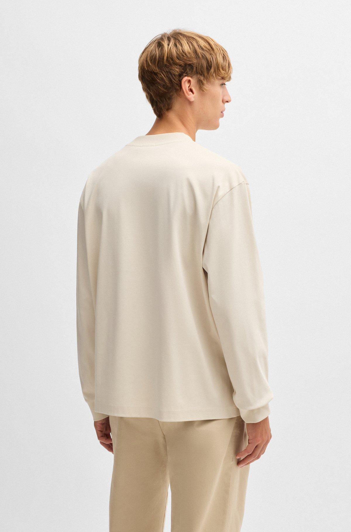 BOSS - Relaxed-fit long-sleeved T-shirt in mercerized cotton - White Product Image