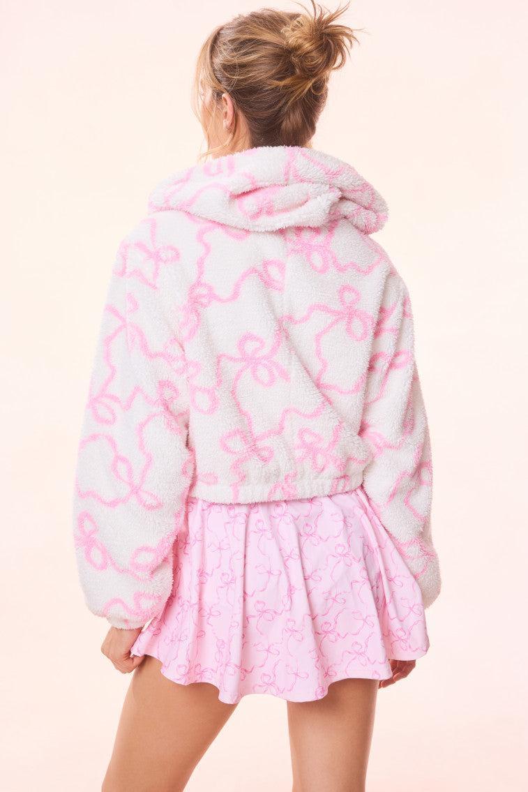 Darcelle Bow Print Teddy Bomber Product Image