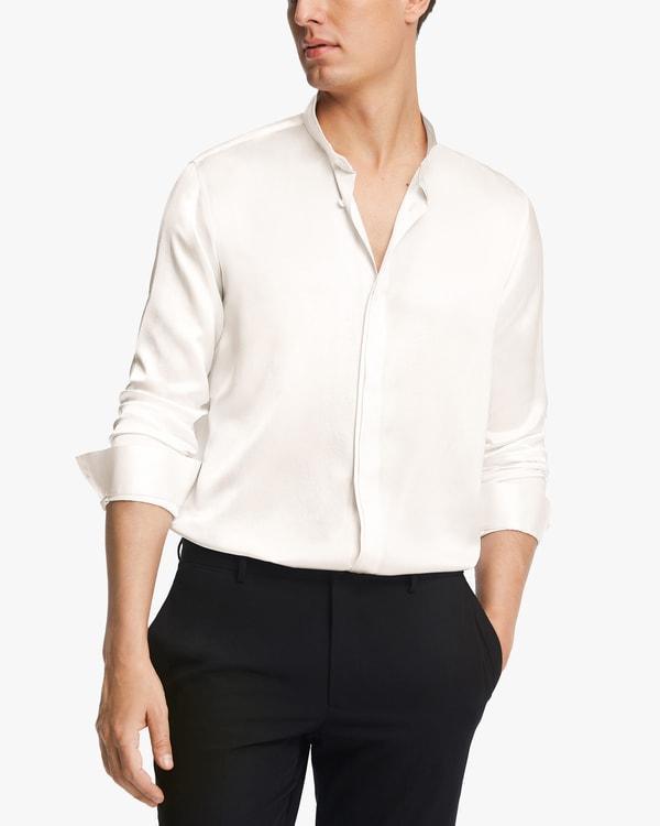 Classic Concealed Placket Silk Men Shirt Product Image