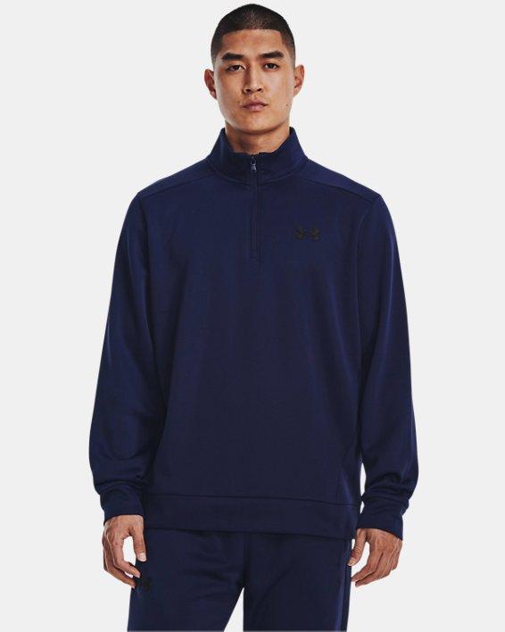 Mens Under Armour 1/4-Zip Fleece Pullover Black Navy Product Image