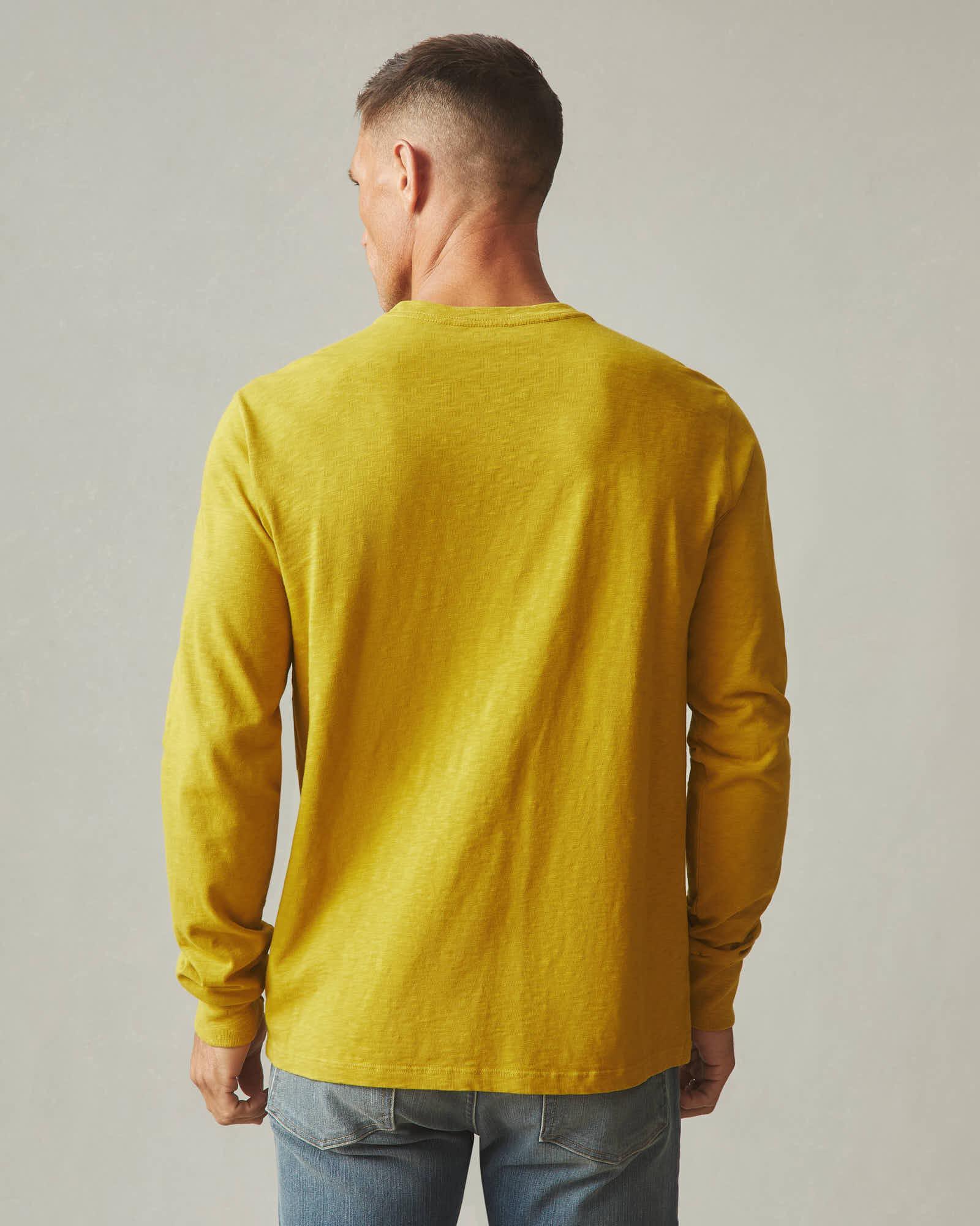 Men's Premium Slub Crew Long Sleeve Tee - Golden Palm Male Product Image