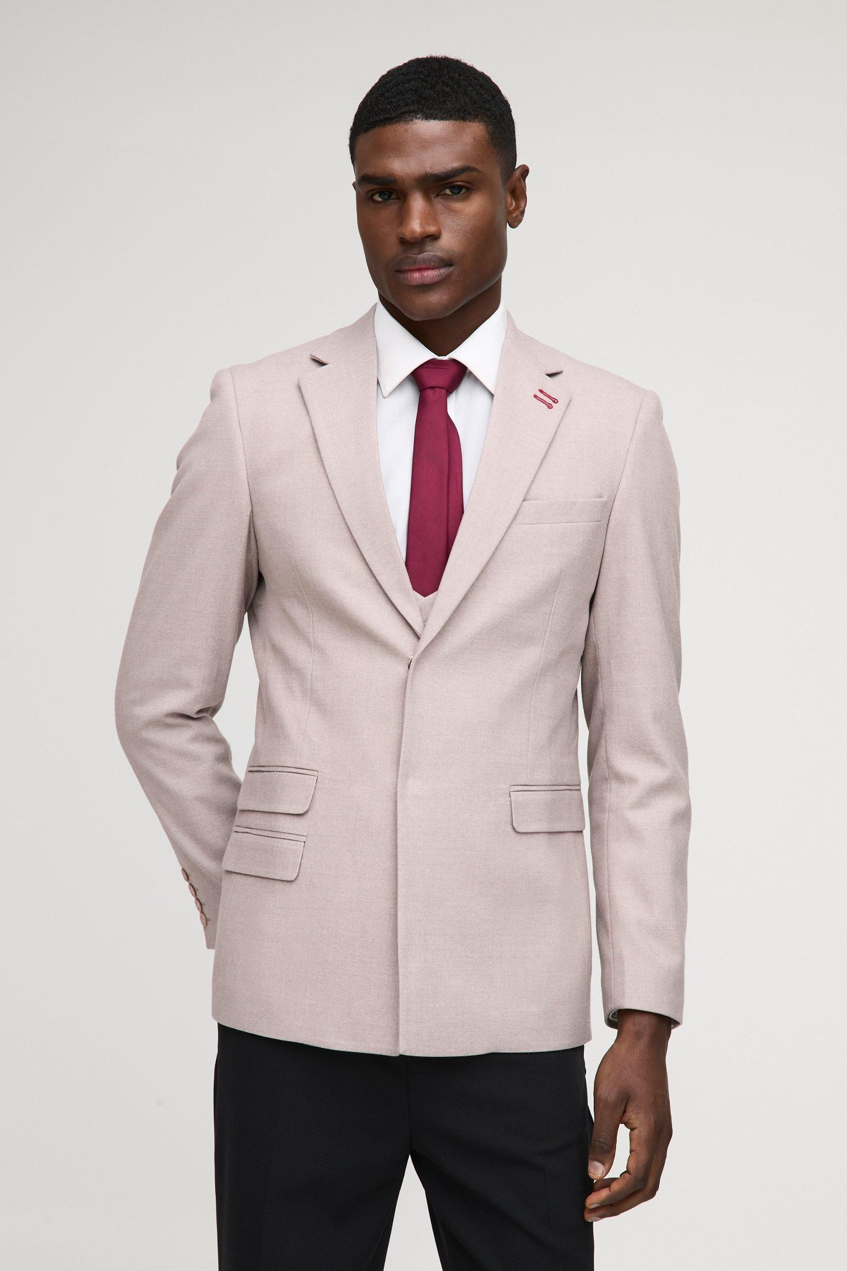 Slim Fit Textured Twill Blazer | boohooMAN USA Product Image