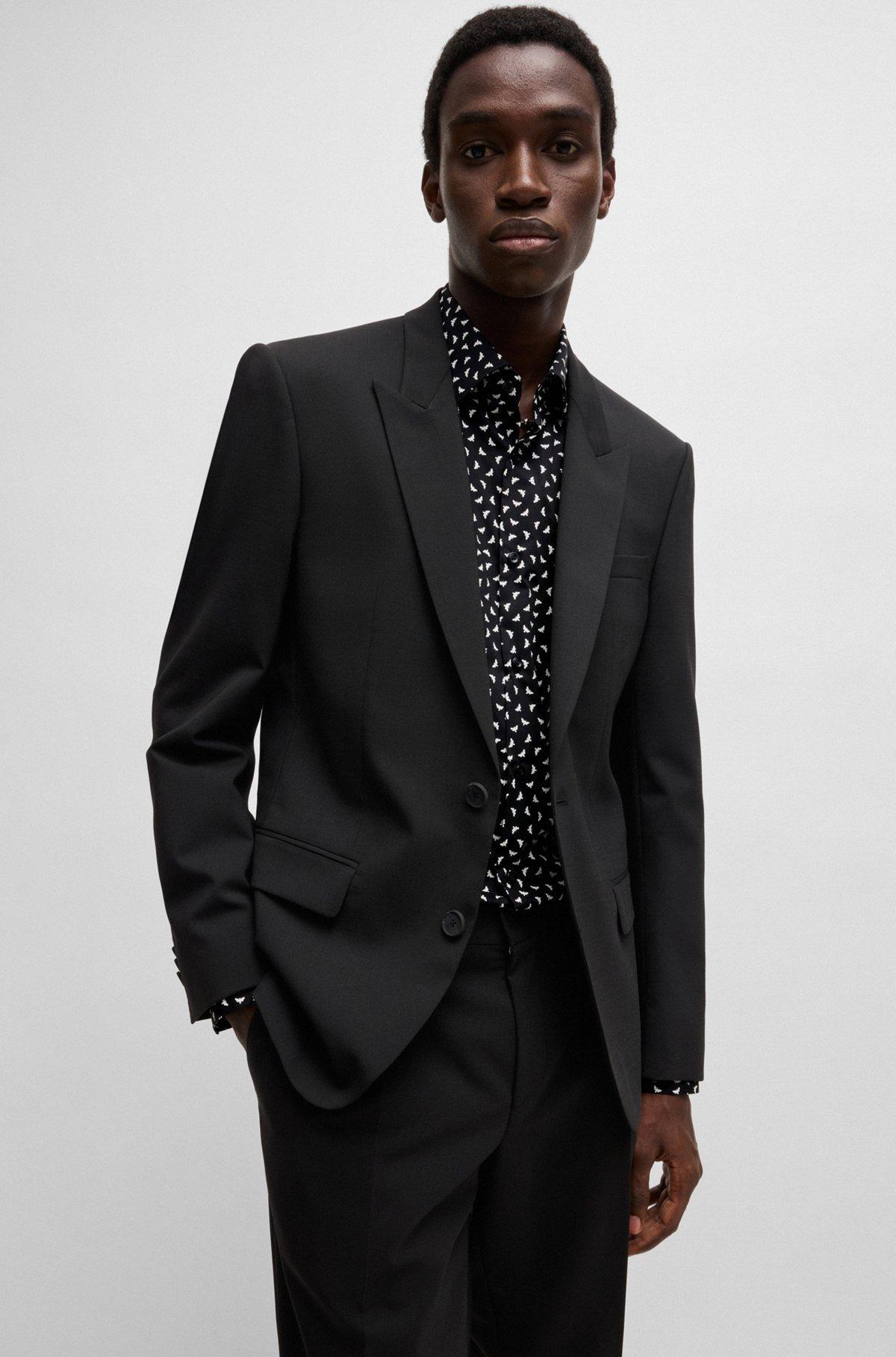 Slim-fit shirt in printed cotton poplin Product Image