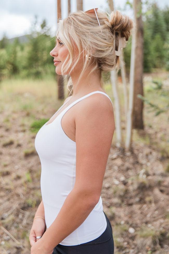Miles Ahead White Square Neck Bra Tank Top FINAL SALE Product Image