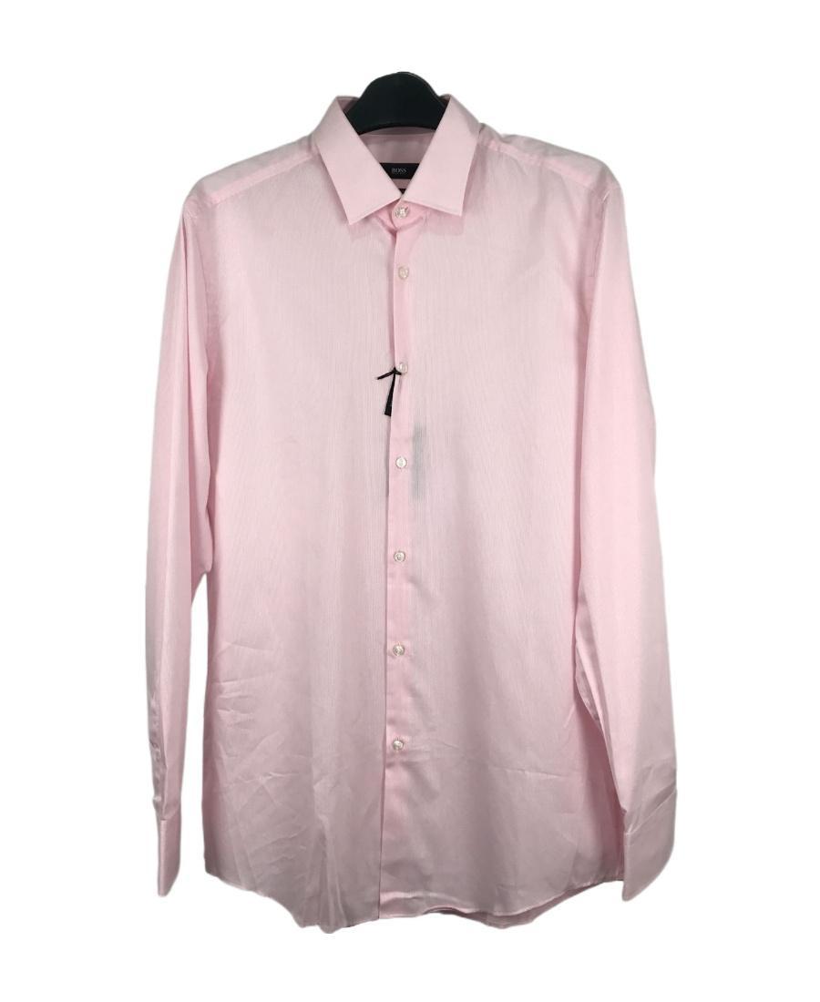 HUGO BOSS Long-sleeved Lapel Shirt In Pink Product Image