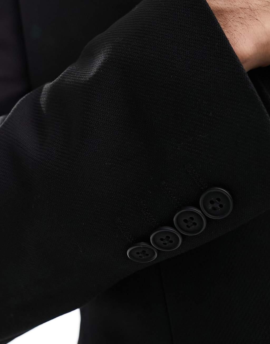ASOS DESIGN skinny suit jacket in black twill Product Image