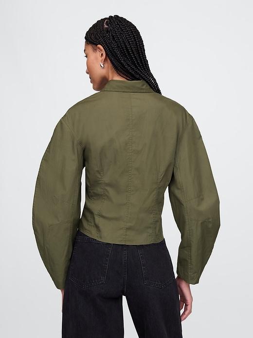 Organic Cotton Poplin Barrel-Sleeve Cropped Shirt Product Image