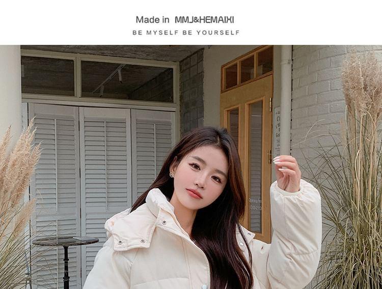 Hooded Button-Up Puffer Jacket Product Image