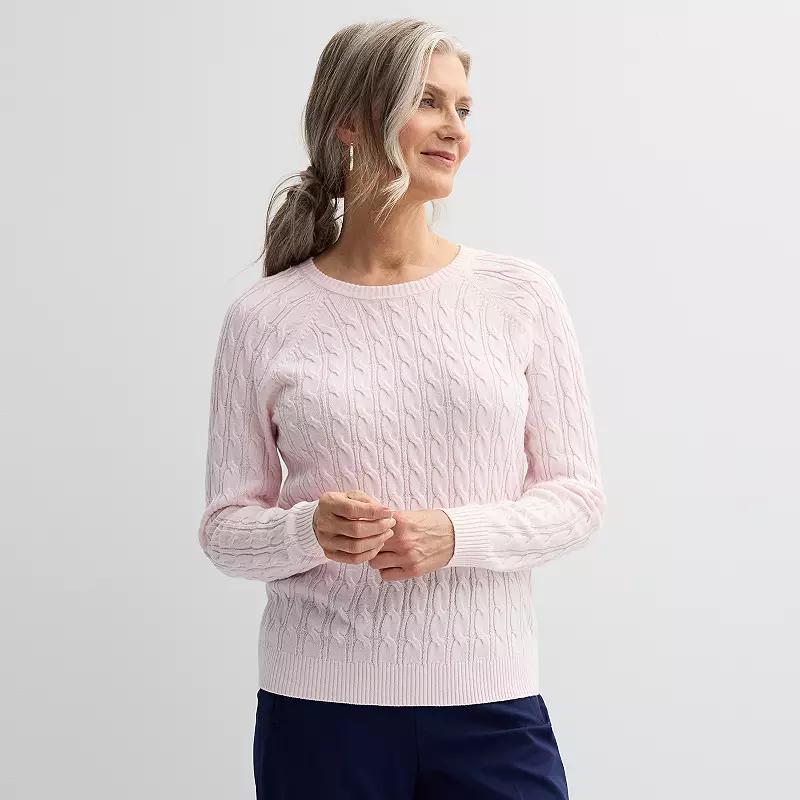 Womens Croft & Barrow The Extra Soft Cabled Crew Neck Sweater Flynn Blue Product Image