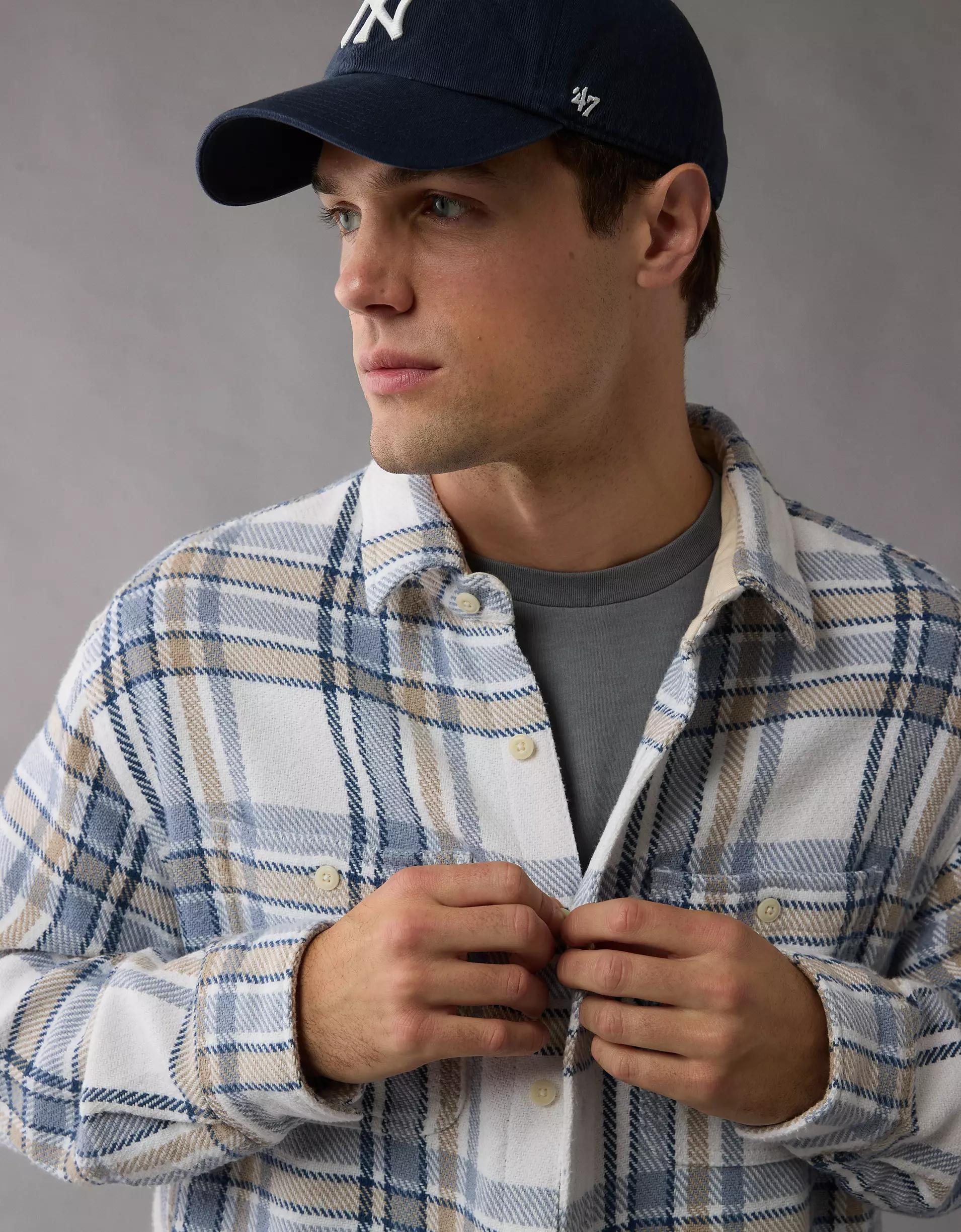AE Textured Flannel Shirt Product Image