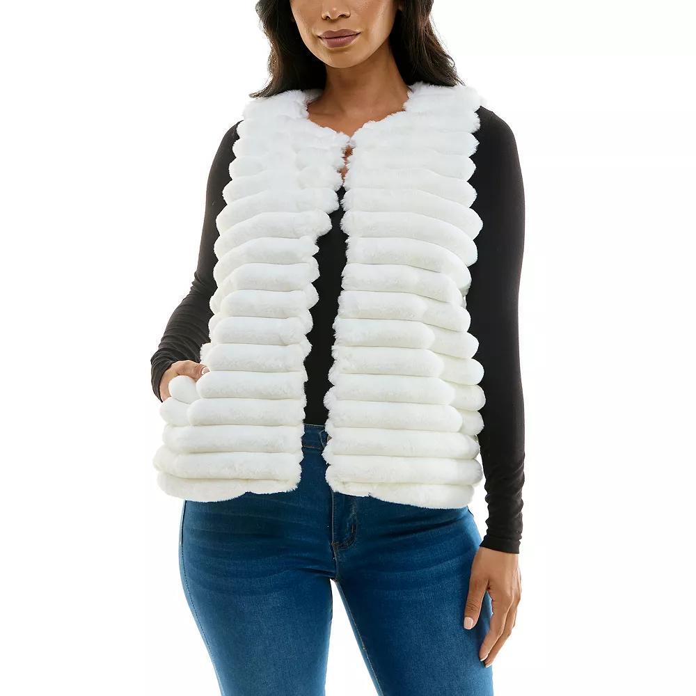 Womens Nina Leonard Horizontal Faux Fur Vest Yellow Product Image
