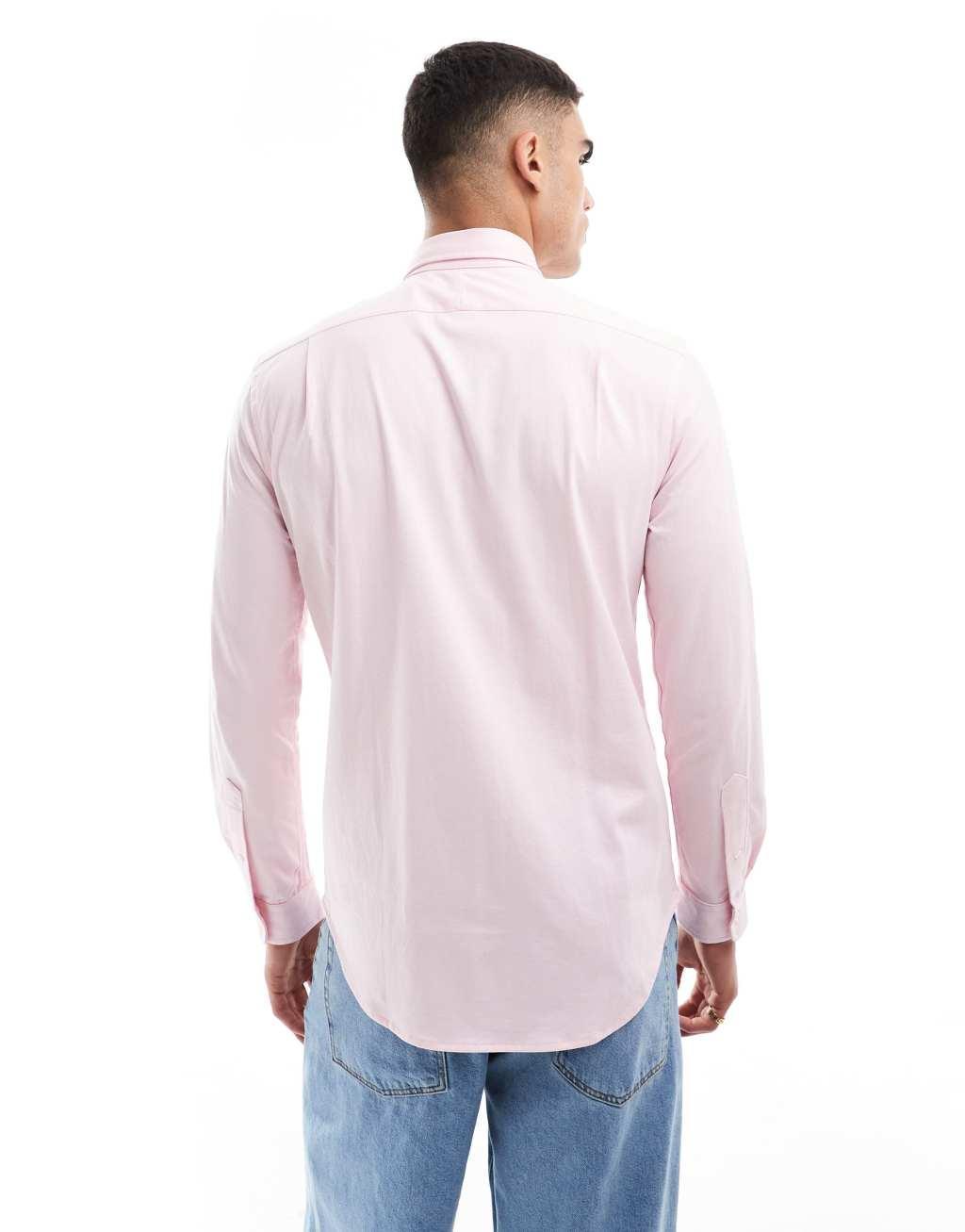 Polo Ralph Lauren icon logo estate collar jersey shirt in pink Product Image