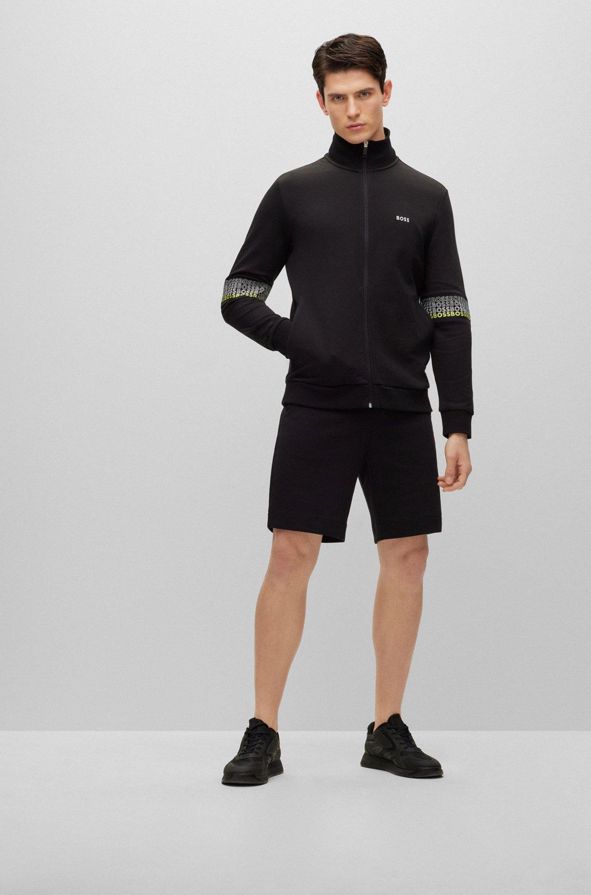 Cotton-blend regular-fit shorts with embroidered logos Product Image