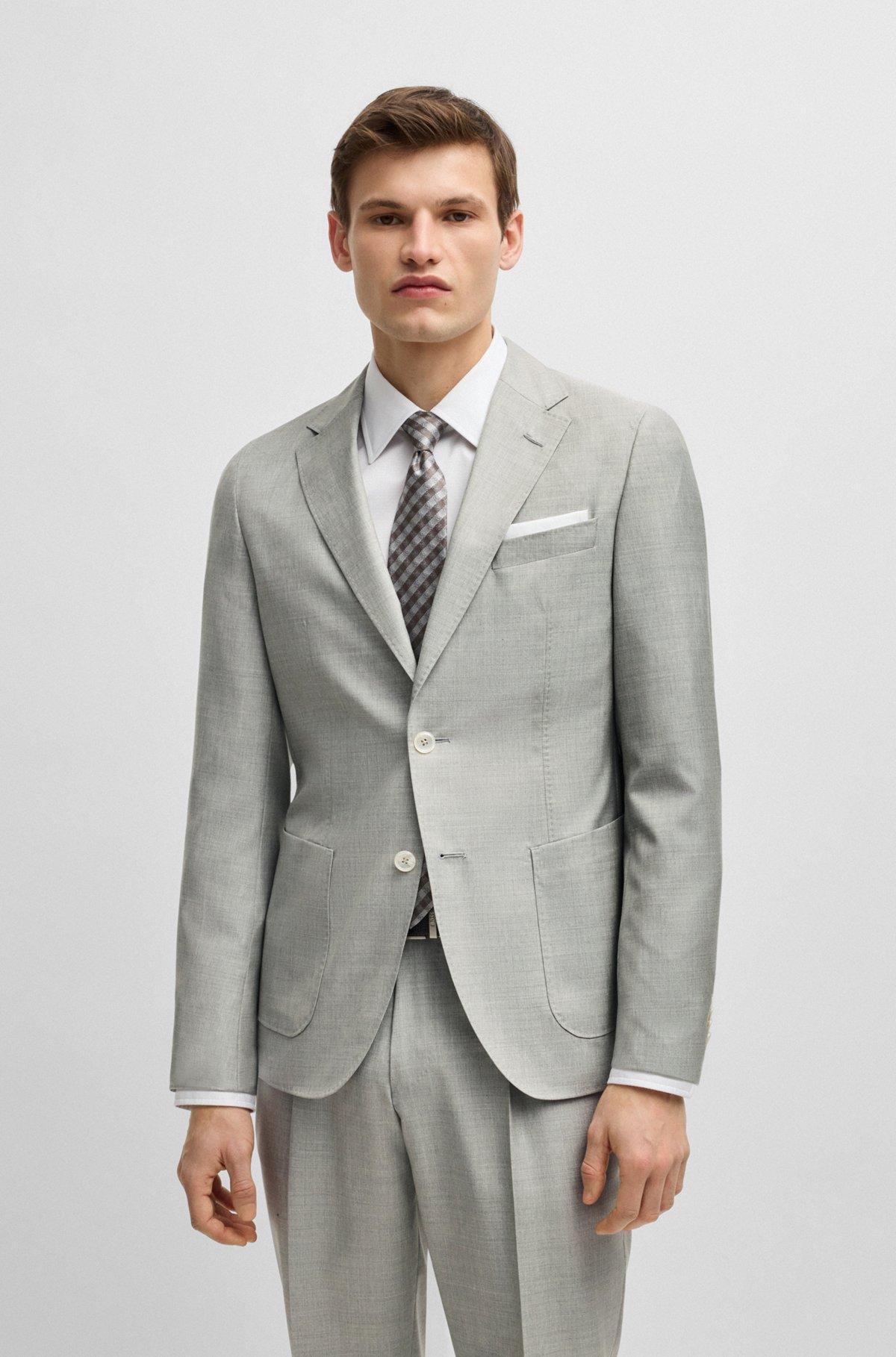 Slim-fit suit in micro-patterned wool and silk Product Image