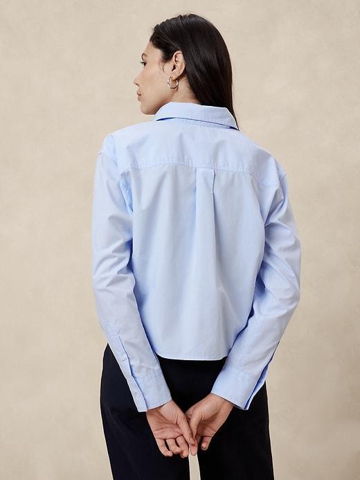 Linen-Blend Cropped Shirt Product Image