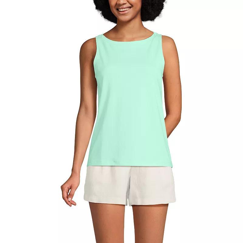 Women's Lands' End Supima Boatneck Cotton Tank Top, Size: XL, River Blue Product Image
