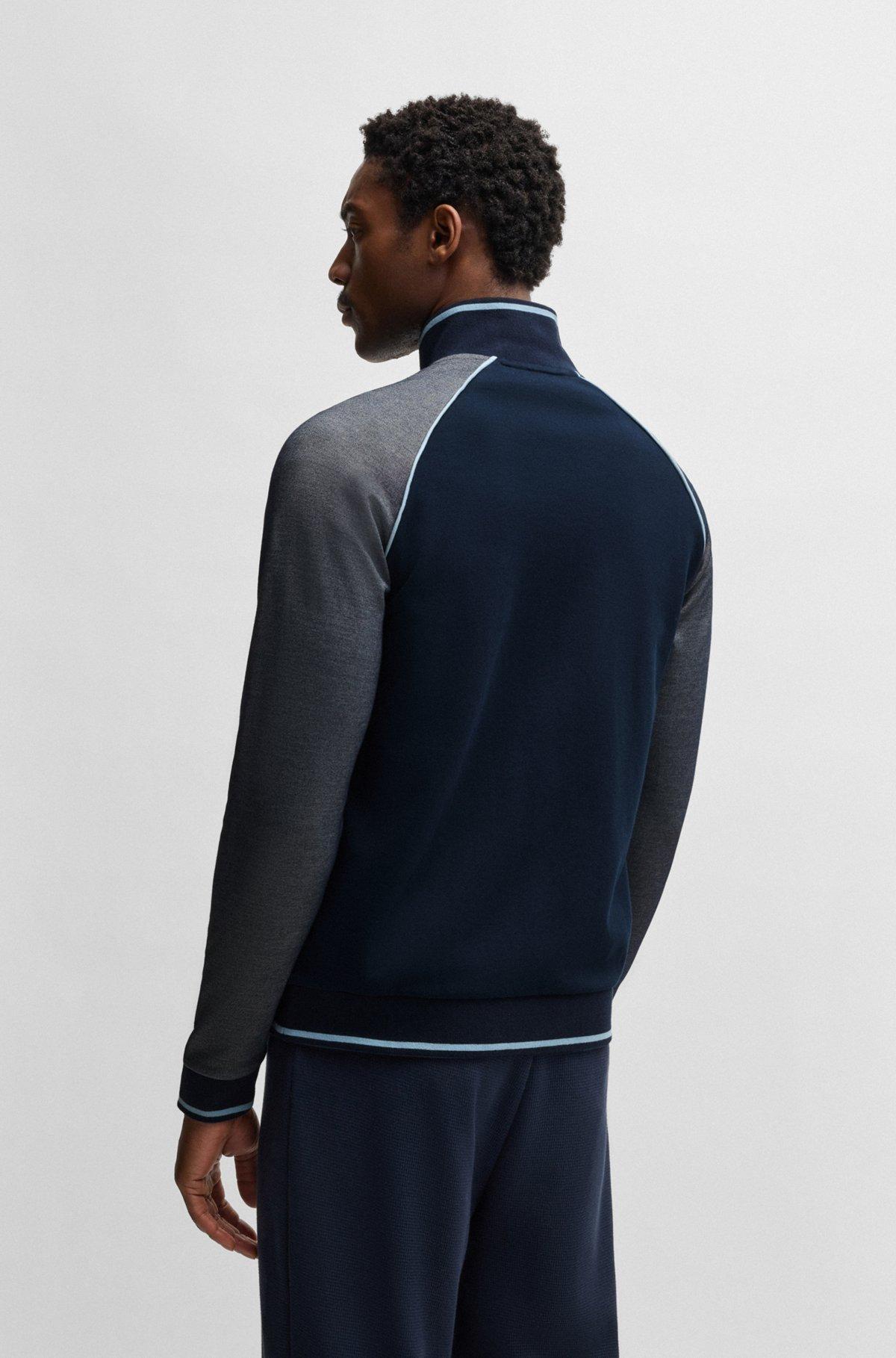 Cotton zip-up jacket with contrast piping Product Image