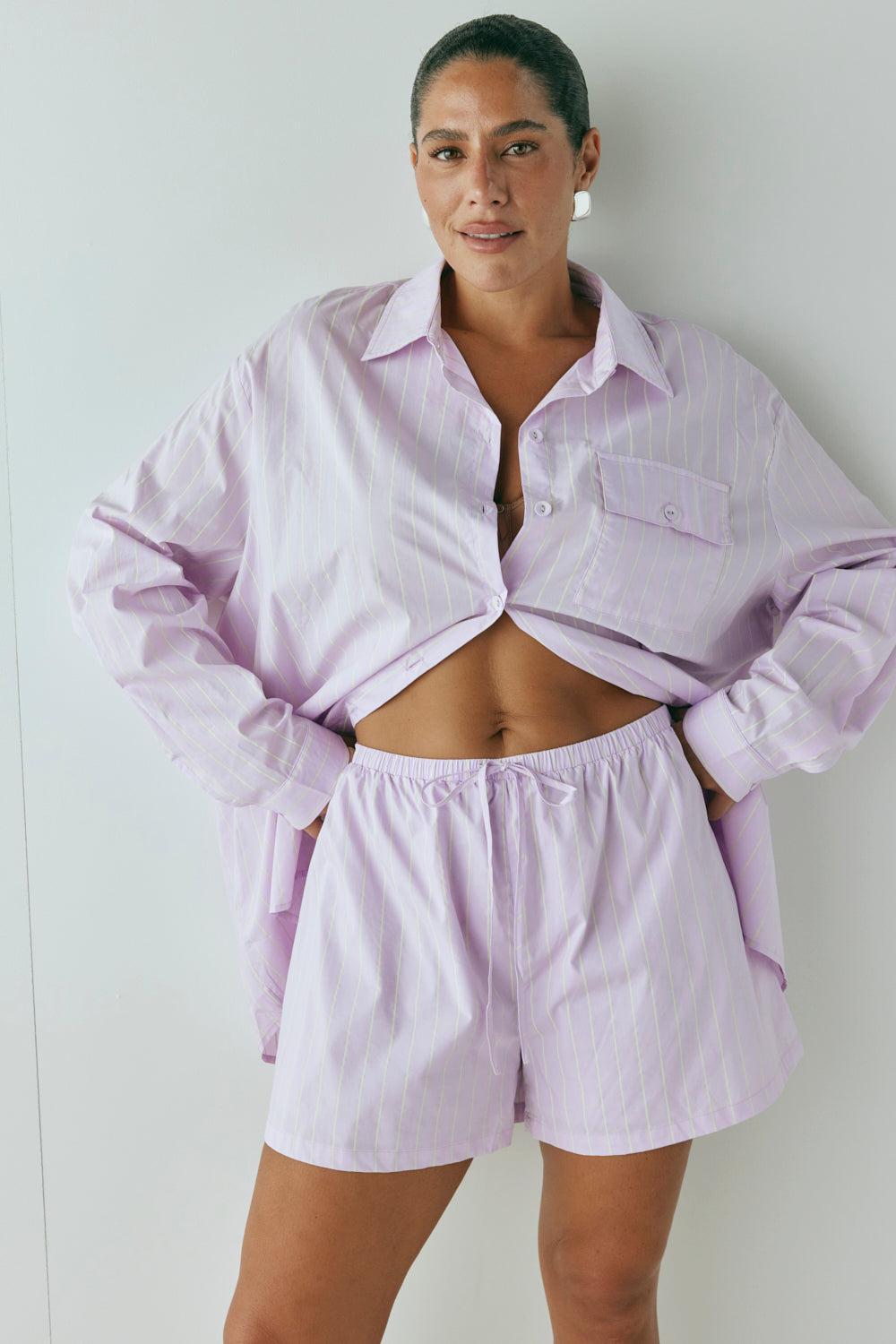 Annika Shorts Lilac Stripe Product Image