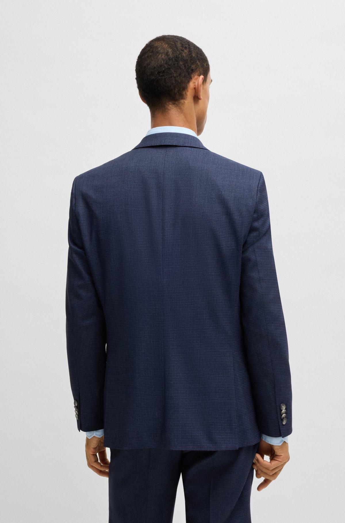 BOSS - Regular-fit three-piece suit in stretch wool - Dark Blue Product Image