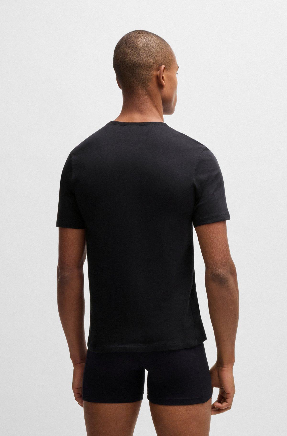 Three-pack of cotton underwear T-shirts with logo embroidery Product Image