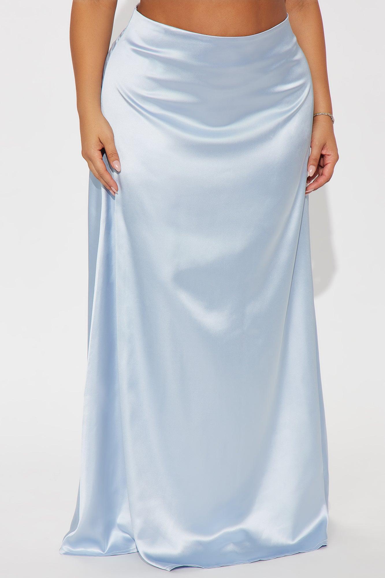 Estella Satin Maxi Skirt - Light Blue Product Image