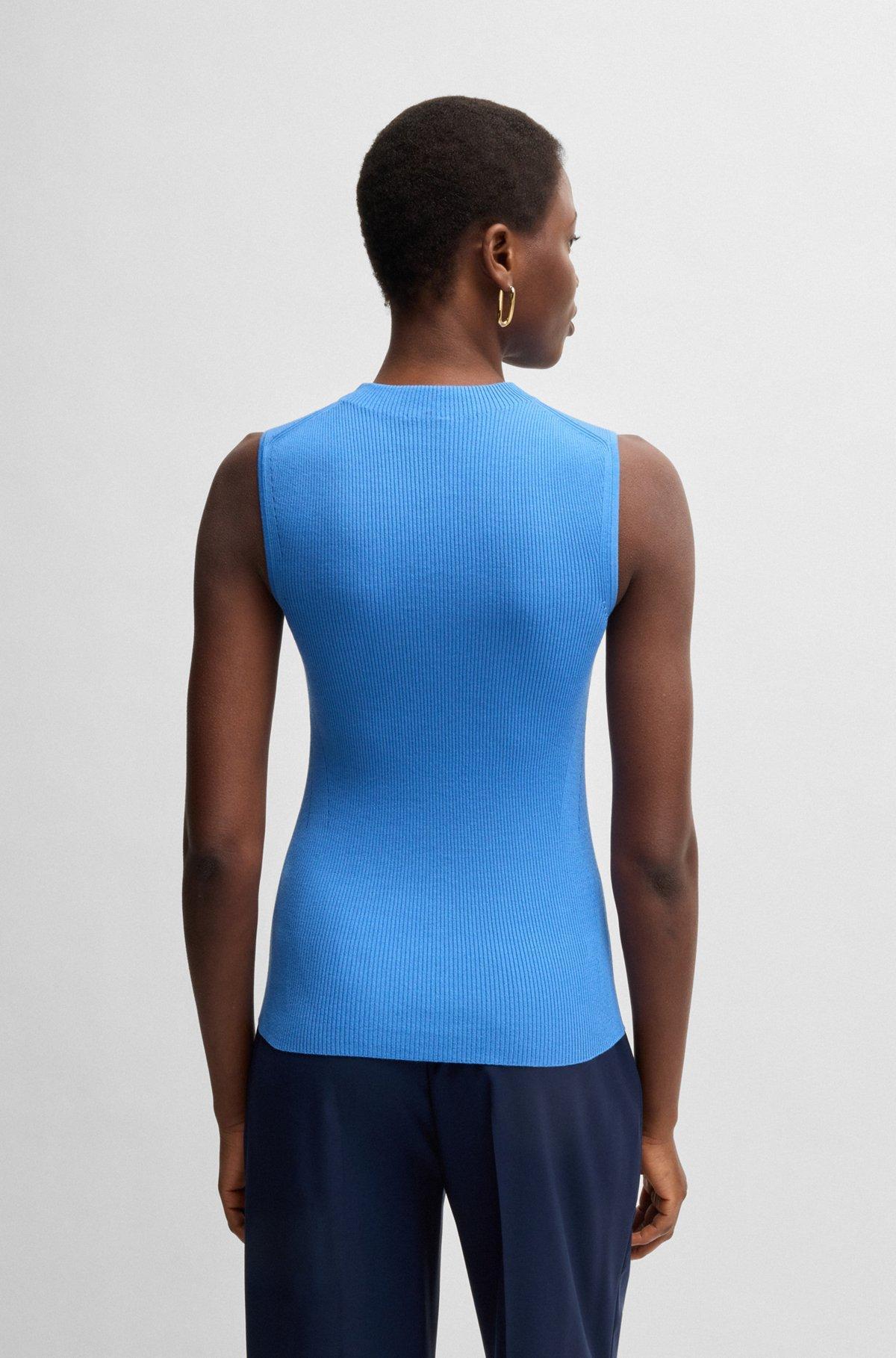 Sleeveless mock-neck top in ribbed fabric Product Image