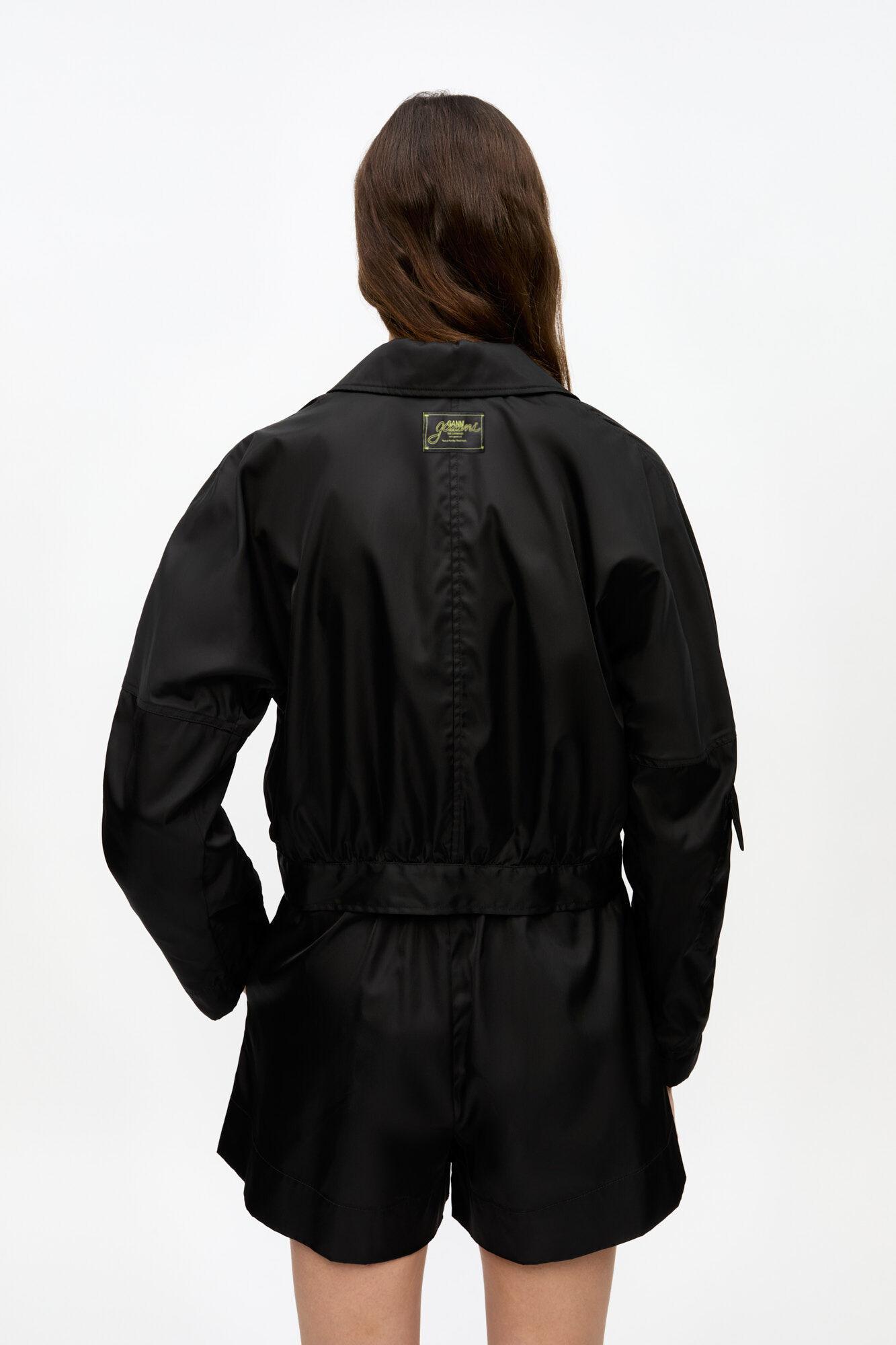Black Duchesse Nylon Cropped Jacket Product Image