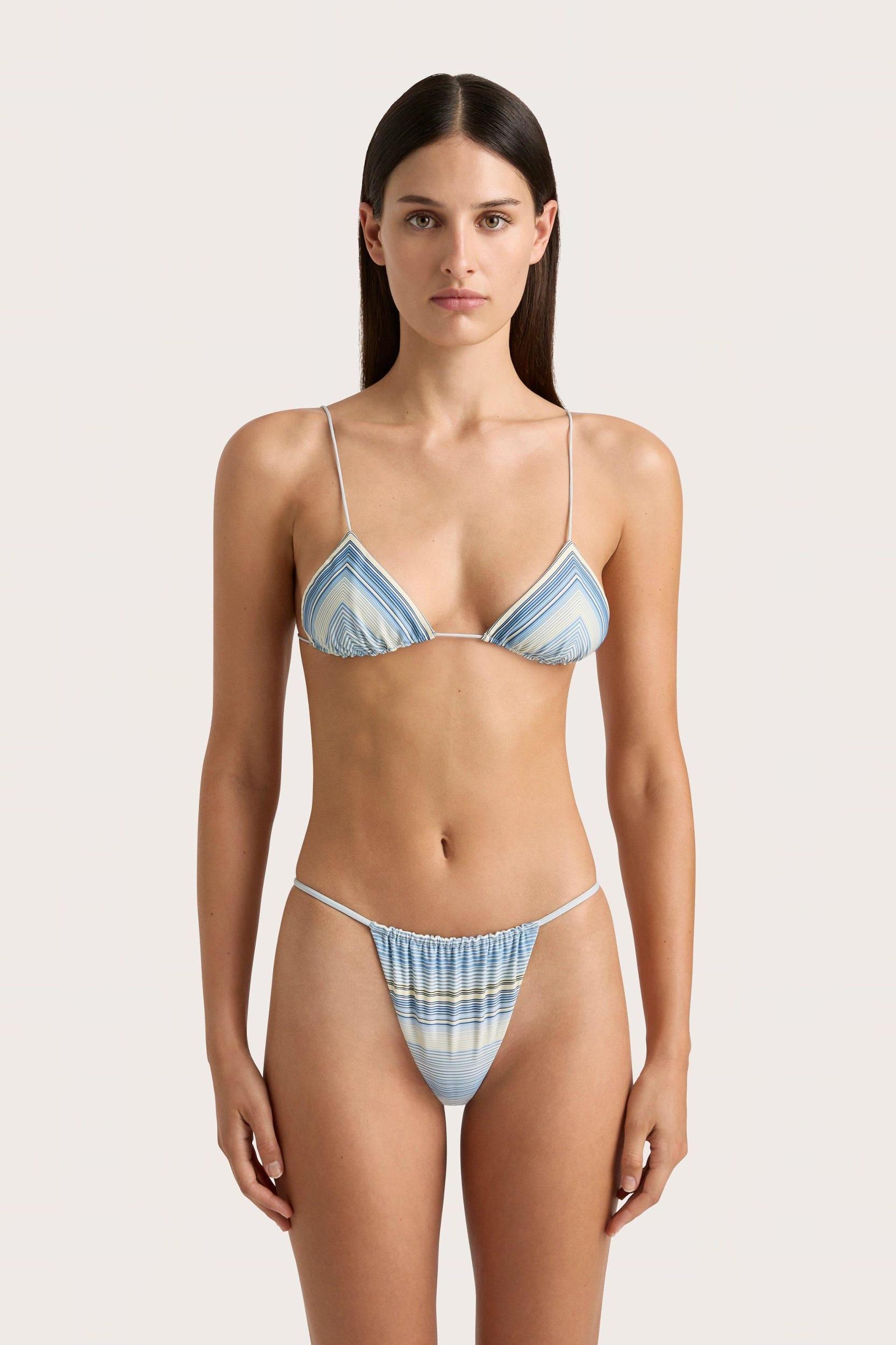 Elea Bikini Top Futura Stripe Sky Blue - Final Sale Product Image