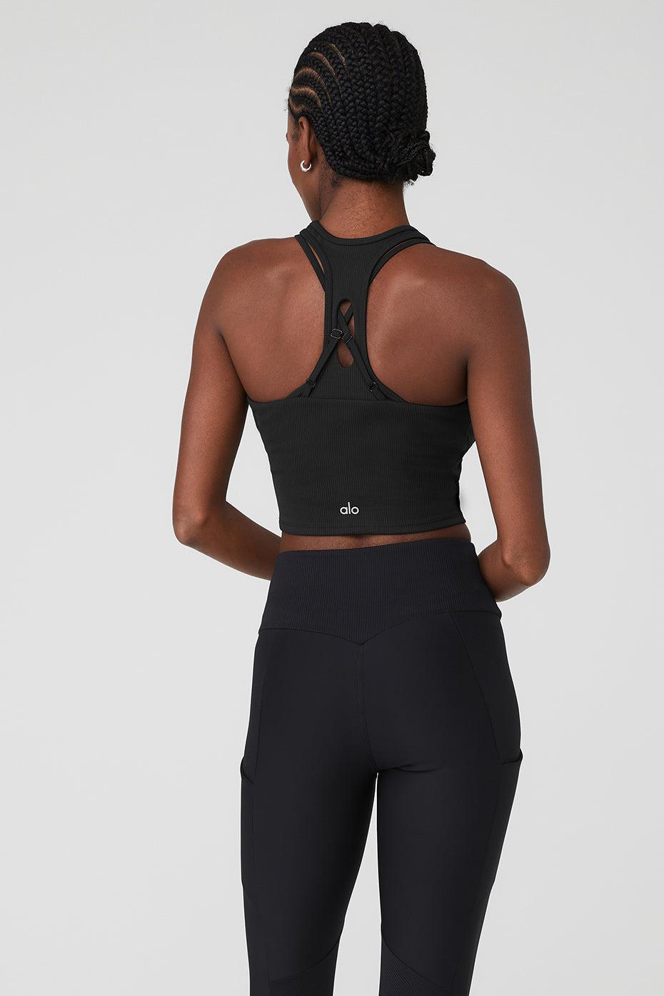 Ribbed Airlift Enchanted Bra Tank - Black Product Image